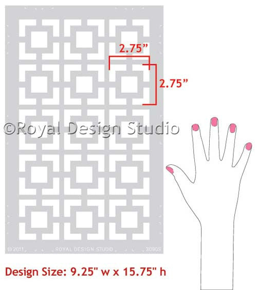 Modern and Retro Wall Decor - Geometric Wall Designs - Hollywood Squares Wall Stencils - Royal Design Studio