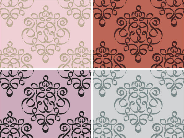 Allover Damask Ribbon Furniture Stencils for Painting Furniture with Chalk Paint - Royal Design Studio