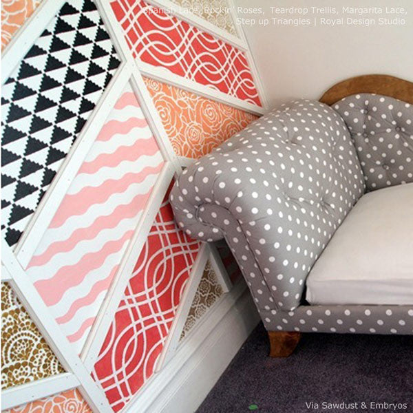 Teardrop Trellis Modern or Retro Wall Stencils - Royal Design Studio