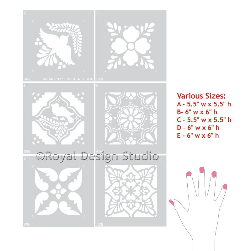 DIY Mexican Talavera Tile Furniture Stencils - Royal Design Studio