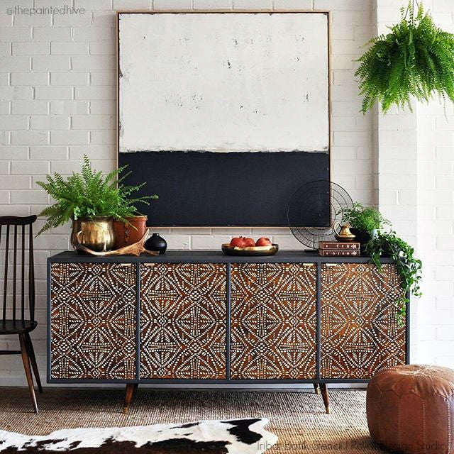 Upcycle Furniture with Tribal Batik Furniture Stencils - Royal Design Studio