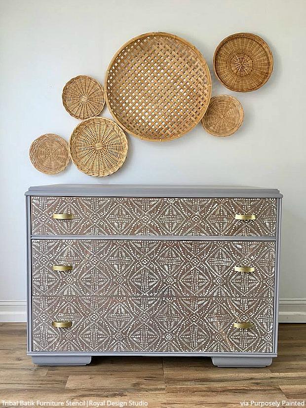 Tribal Batik Furniture Stencil