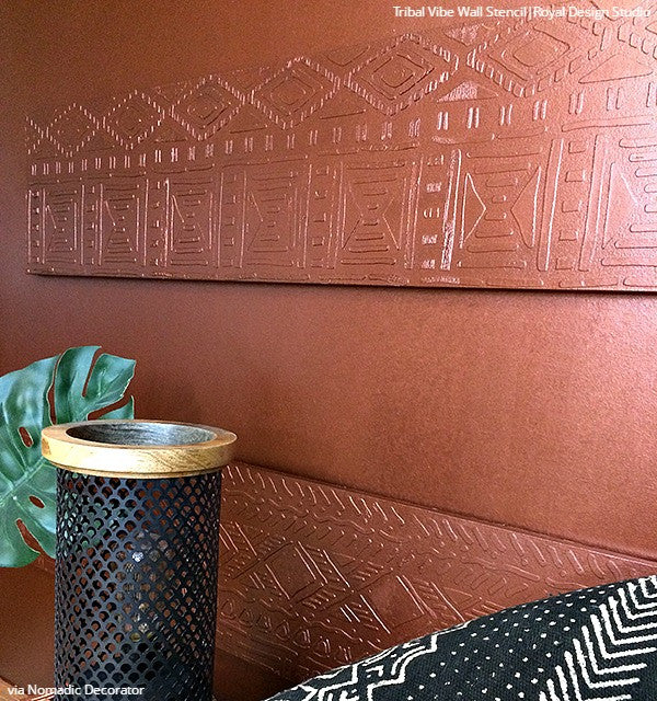 Geometric African and Tribal Pattern for Painted Accent Walls - Royal Design Studio Wall Stencils