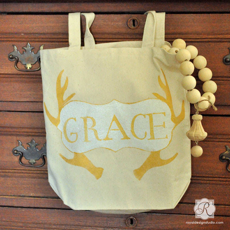 DIY Personalized Holiday Stencil Tote Bag- White Canvas - Create