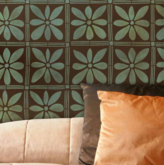 African Flower Wall Stencil - Royal Design Studio Stencils