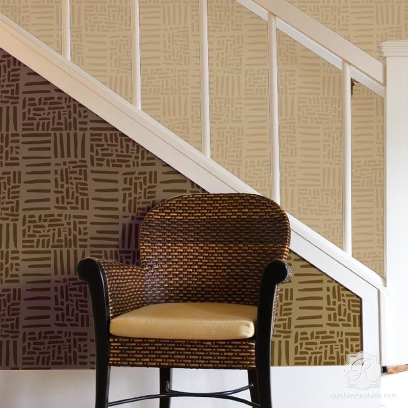 Weave Pattern Wall Stencils for DIY Home Decor Projects - Royal Design Studio