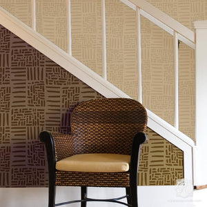 Weave Pattern Wall Stencils for DIY Home Decor Projects - Royal Design Studio