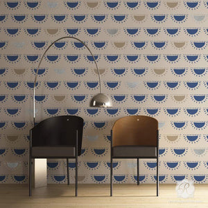 Painting a colorful accent wall with modern wall stencils - Royal Design Studio