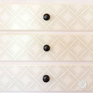Crisscross Overlapping Wicker Weave Design - Furniture Stencils - Royal Design Studio