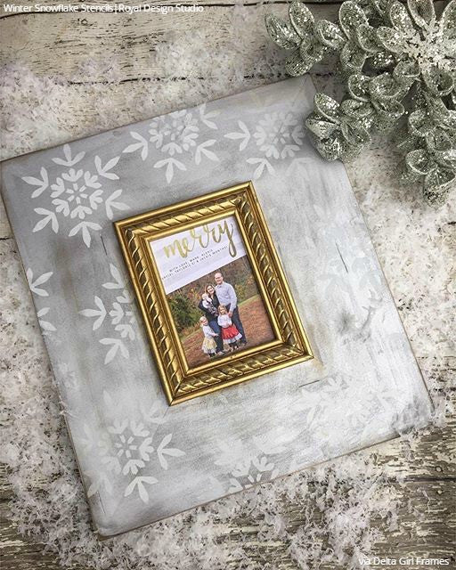 DIY Painted Picture Frame - Christmas Crafts and Winter Snowflake Stencils