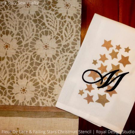 Falling Stars Christmas Stencil